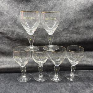 Set Of Six  IRISH COFFEE Stemmed Glasses (6) With Gold Rim And Clover Design